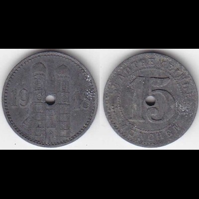 15 Pfennig Notgeld Münze München 1918 Zink (4076