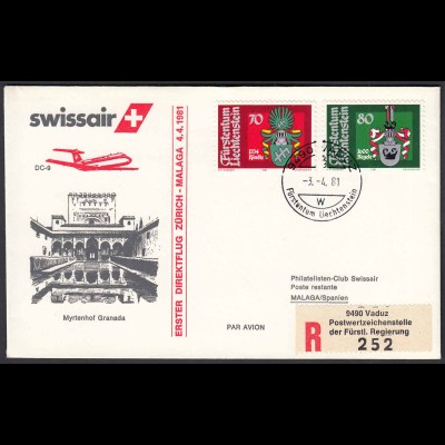 Liechtenstein Erstflug Swissair 1981 Zürich - Malaga mit DC-9 (22934