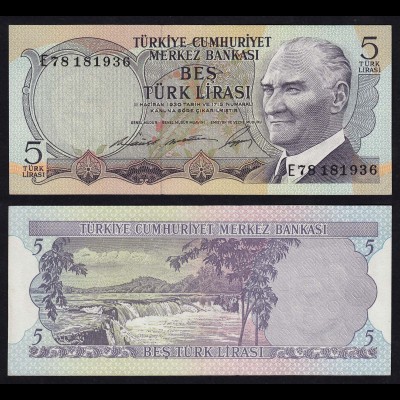 Türkei - Turkey 5 Lira Banknote 1930 (1968) Pick 179 UNC (1) (17565