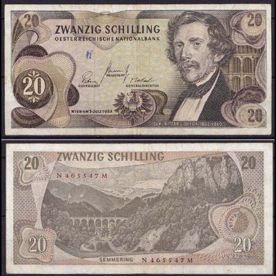 Österreich - Austria 20 Schilling Banknote 1967 Pick 142a F/VF (cb176