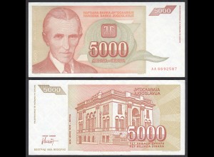 Jugoslawien - YUGOSLAVIA - 5000 Dinara 1993 XF (2) - Pick 128 (28253