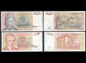 Jugoslawien - YUGOSLAVIA - 5000 + 10000 Dinara 1993 VF (3) (28264