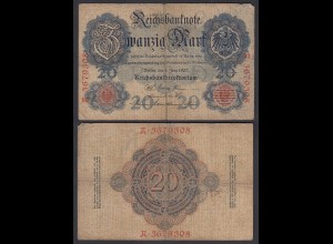 Reichsbanknote 20 Mark 1907 UDR R Serie A Ro 28 Pick 28 VG (5) (28269