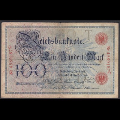 Reichsbanknote 100 Mark 1903 UDR T Serie C Ro 20 Pick 22 F (4) (28273