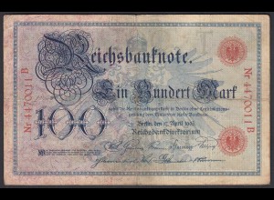 Reichsbanknote 100 Mark 1903 UDR T Serie B Ro 20 Pick 22 F (4) (28277