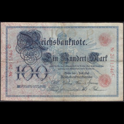 Reichsbanknote 100 Mark 1898 Ro 17 Pick 20 UDR P Serie C - F (4) (28287