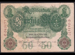 Reichsbanknote 50 Mark 1906 Ro 25a Pick 26 Y/C / F/VF (3/4) (28304