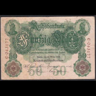 Reichsbanknote 50 Mark 1906 Ro 25a Pick 26 Y/C / F/VF (3/4) (28304