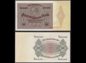 Reichsbanknote 5 Millionen Mark 1923 Ro 88 Serie D aUNC (1-) (28306