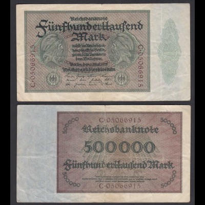 Reichsbanknote 500 Tausend Mark 1923 Ro 87b VF (3) Serie C (28312