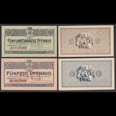 Remscheid 25 + 50 Pfennig Notgeld 1917 bis 1921 (28318