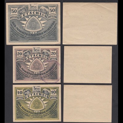 Austria 10, 20, 50 Heller Voucher Notgeld 1920 Himberg (28324