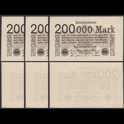 3 Stück á 200.000 200000 Mark 1923 Ro 99b Pick 100 - UNC (1) (28358