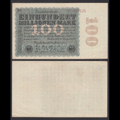 100 Millionen Mark 1923 Ro 106e Star Note FZ: V BZ: 9 (28370