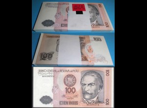 Peru 100 Intis 1987 Pick 133 UNC (1) Bundle á 100 Stück Dealer Lot (90056