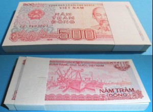 Vietnam 500 Dong 1988 Pick 101 UNC (1) Bundle á 100 Stück Dealer Lot (90059