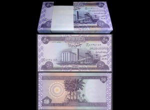 Irak - Iraq 50 Dinars 2003 Pick 90 UNC (1) Bundle á 100 Stück Dealer Lot (90072