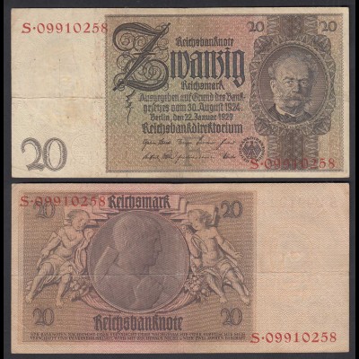 Reichsbanknote 20 Reichsmark 1929 Ro 174a F/S !! (28199