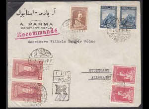 Türkei - Turkey 1927 R-Brief A.PARMA aus Constantinopel nach Stuttgart (28414