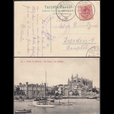 Spanien - Spain AK 1912 Palma de Mallorca La Lonja y La Catedral nach Dresden