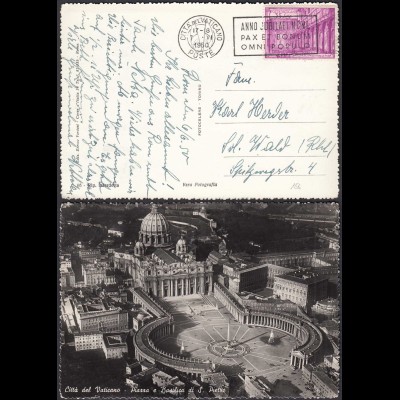 Italien - Italy 1950 Karte Vatikan mit Piazza di San Pietro (28426
