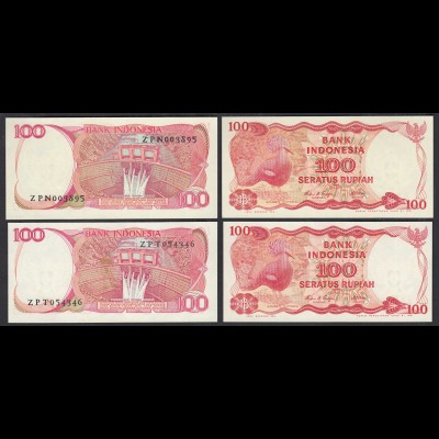 INDONESIEN - INDONESIA 2 Stück á 100 RUPIAH Banknote 1984 Pick UNC (1) (28482