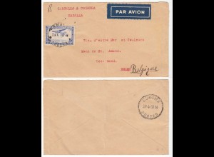 Belgian Congo Cover 1938 From Carballo & Coimbra KABALLA to St. Amand (28583