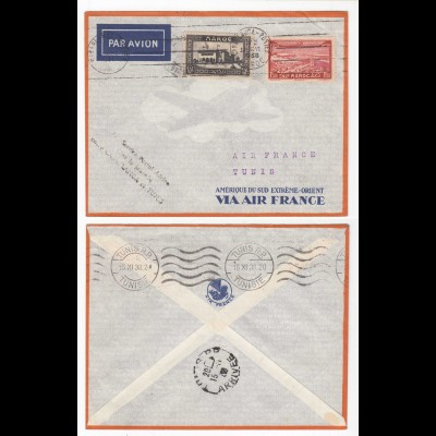 AIR FRANCE 1938 PREMIER VOL CASABLANCA - TUNIS MAROC (28587