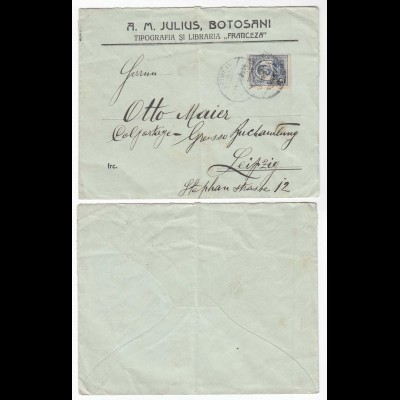 ROMANIA old Cover from BOTOSANI to LEIPZIG in Germany (28597
