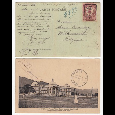 Haiti - AK 1923 aus Port-au-Prince Palais National nach Belgien (28652
