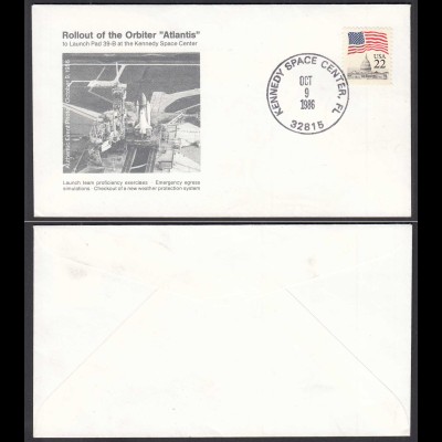 US Space Cover 1986 Shuttle Atlantis Rollout Kennedy Space Center (28659