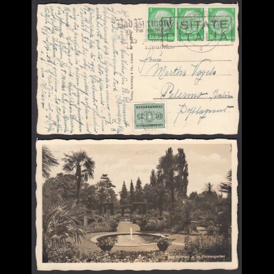 DR Karte 1939 Bad Pyrmont nach Palermo Italien nachtaxiert Nachgebühr (28722