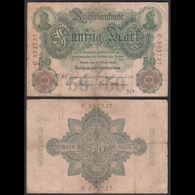 Reichsbanknote 50 Mark 1906 Ro 25a Pick 26 I/C VG (5) (28305