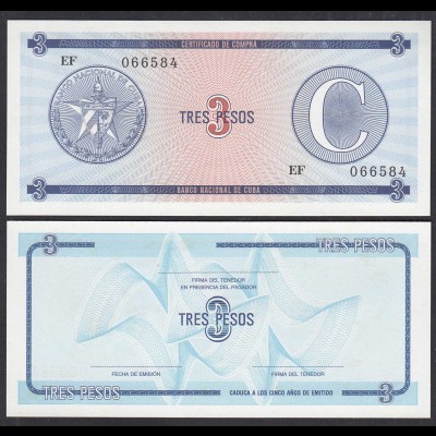 Kuba - Cuba 3 Peso Foreign Exchange Certificates 1985 Pick FX12 UNC (1) (28793