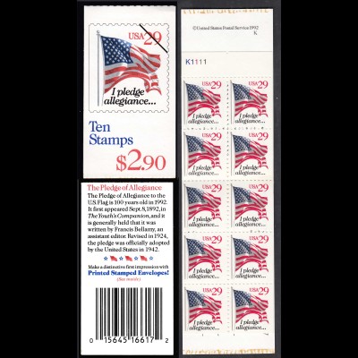 USA United States of America Booklet MH 0-160 postfrisch ** MNH (28873