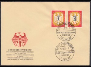 Berlin 1955 Deutscher Bundestag Mi. 129/30 amtlicher FDC (28888
