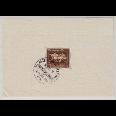 Germany 1936 Third Reich S-Sheet Mi.Block 4 Brown Ribbon Horse spec.cancelled