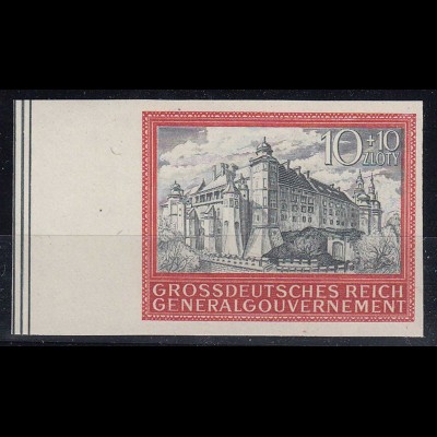 Germany - Generalgouvernement POLAND OCCUPATION imperforated stamp Cracow Castle