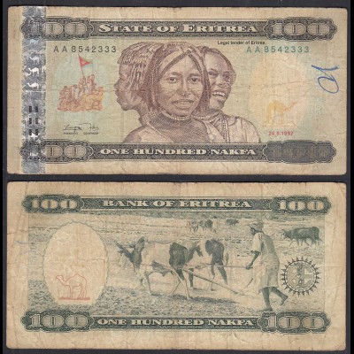 Eritrea 100 Nakfa Banknote 1997 Pick 6 VG (5) (28941