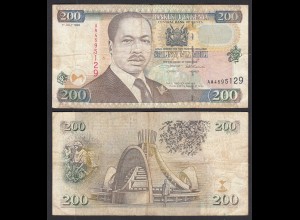 KENIA - KENYA 200 Shillings Banknote 1996 Pick 38a F (4) (28968