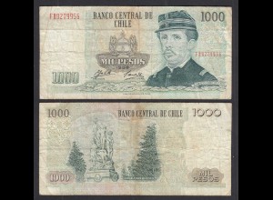 CHILE - 1000 Pesos Banknote 1996 Pick 154f F- (4-) Prefix FB (28976