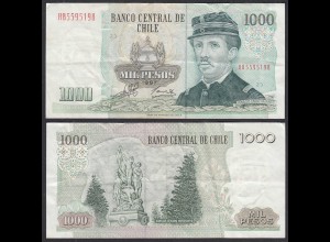 CHILE - 1000 Pesos Banknote 1997 Pick 154f VF (3) Prefix HB PLATE 23 (28977