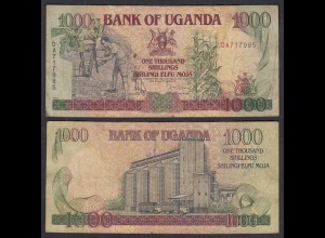 Uganda 1000 Shillings Banknote 1991 Pick 34b F- (4-) (28984