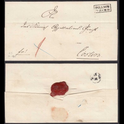 Pommern Umschlag ca. 1850 POLLNOW R2 nach Cöslin (28694