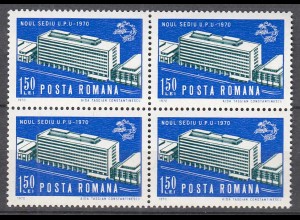 Rumänien-Romania 1970 Mi. 2875 ** MNH the UPU building Bern Block of 4 (65385