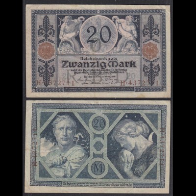 Reichsbanknote 20 Mark 1915 Ro 53 Pick 63 UDR: O Serie: H VF (3) (29007