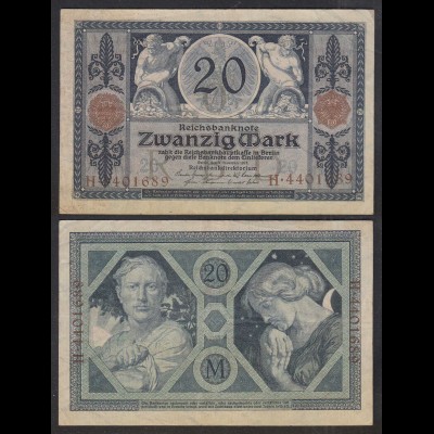 Reichsbanknote 20 Mark 1915 Ro 53 Pick 63 UDR: O Serie: H VF+ (3+) (29008