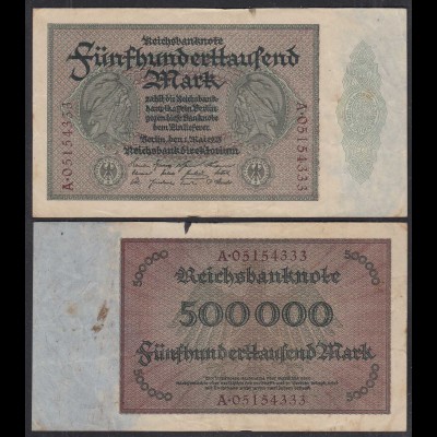 Reichsbanknote - 500 Tausend Mark 1923 Ro 87b F (4) Serie A 4-fach (29024