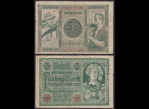 Reichsbanknote 50 Mark 1920 Ro 66 Pick 68 F/VG (4/5) Udr W Serie: A (29032