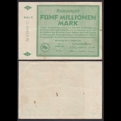 Hessen - Dillenburg 5-Million Mark 1923 Kreisnotgeld Reihe B Starnote (29033